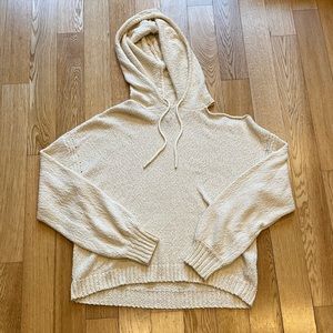 PAIGE cotton hoodie with shoulder cutout (100% cotton) in oatmeal / beige